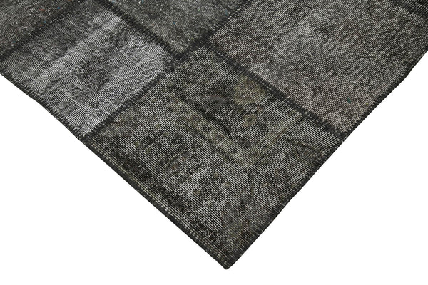 Kırk Yama Siyah Patchwork Pamuk Yün El Dokuma Halısı 256x352 Agacan
