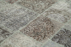 Kırk Yama Gri Patchwork Pamuk Yün El Dokuma Halısı 251x357 Agacan