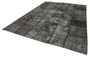 Kırk Yama Siyah Patchwork Pamuk Yün El Dokuma Halısı 255x350 Agacan