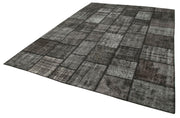 Kırk Yama Siyah Patchwork Pamuk Yün El Dokuma Halısı 255x354 Agacan