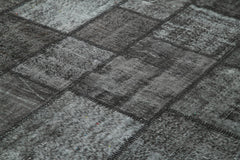 Kırk Yama Siyah Patchwork Pamuk Yün El Dokuma Halısı 255x354 Agacan