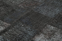 Kırk Yama Siyah Patchwork Pamuk Yün El Dokuma Halısı 255x352 Agacan