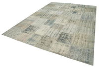 Gri Bej Eskitme Patchwork Salon Halısı