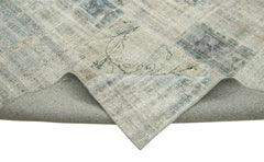 Kırk Yama Mavi Patchwork Pamuk Yün El Dokuma Halısı 247x352 Agacan