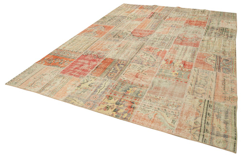 Kırk Yama Gri Patchwork Pamuk Yün El Dokuma Halısı 256x355 Agacan