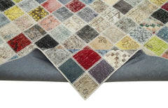 Kırk Yama Gri Patchwork Pamuk Yün El Dokuma Halısı 257x350 Agacan