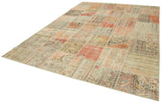 Kırk Yama Gri Patchwork Pamuk Yün El Dokuma Halısı 257x355 Agacan