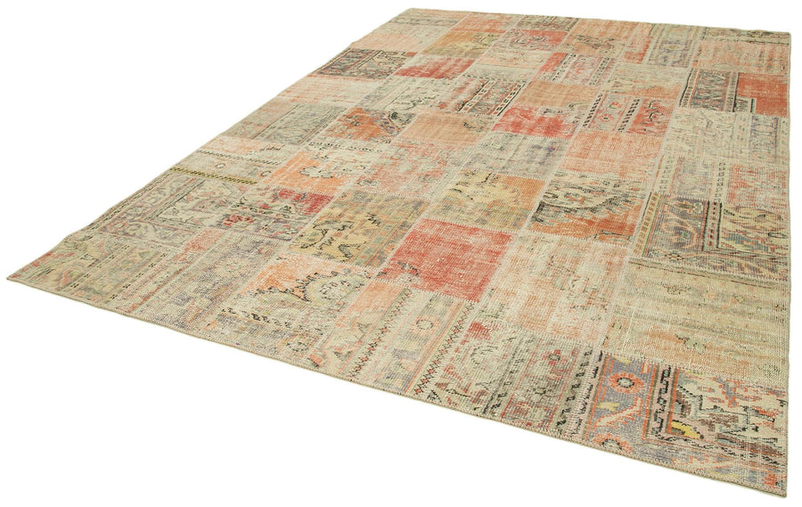Kırk Yama Gri Patchwork Pamuk Yün El Dokuma Halısı 257x355 Agacan
