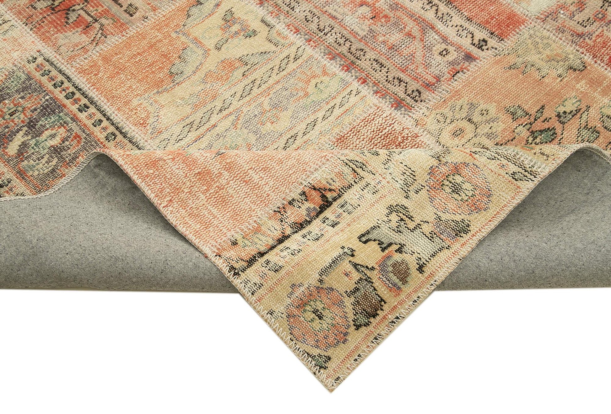 Kırk Yama Gri Patchwork Pamuk Yün El Dokuma Halısı 257x355 Agacan