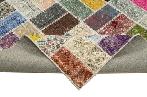 Kırk Yama Gri Patchwork Pamuk Yün El Dokuma Halısı 263x350 Agacan