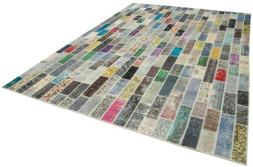 Kırk Yama Gri Patchwork Pamuk Yün El Dokuma Halısı 255x360 Agacan