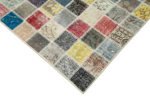 Kırk Yama Gri Patchwork Pamuk Yün El Dokuma Halısı 260x350 Agacan