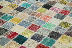 Kırk Yama Gri Patchwork Pamuk Yün El Dokuma Halısı 260x350 Agacan