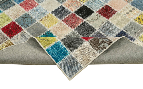 Kırk Yama Gri Patchwork Pamuk Yün El Dokuma Halısı 260x350 Agacan