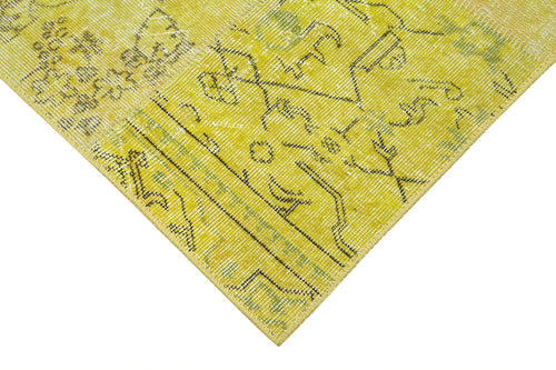 Kırk Yama Sarı Patchwork Pamuk Yün El Dokuma Halısı 107x257 Agacan