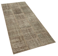 Brown and Beige Geometric Patchwork Runner Rug 86x205 cm (2'10" x 6'9")