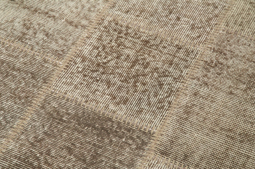 Kırk Yama Kahverengi Patchwork Pamuk Yün El Dokuma Halısı 86x205 Agacan