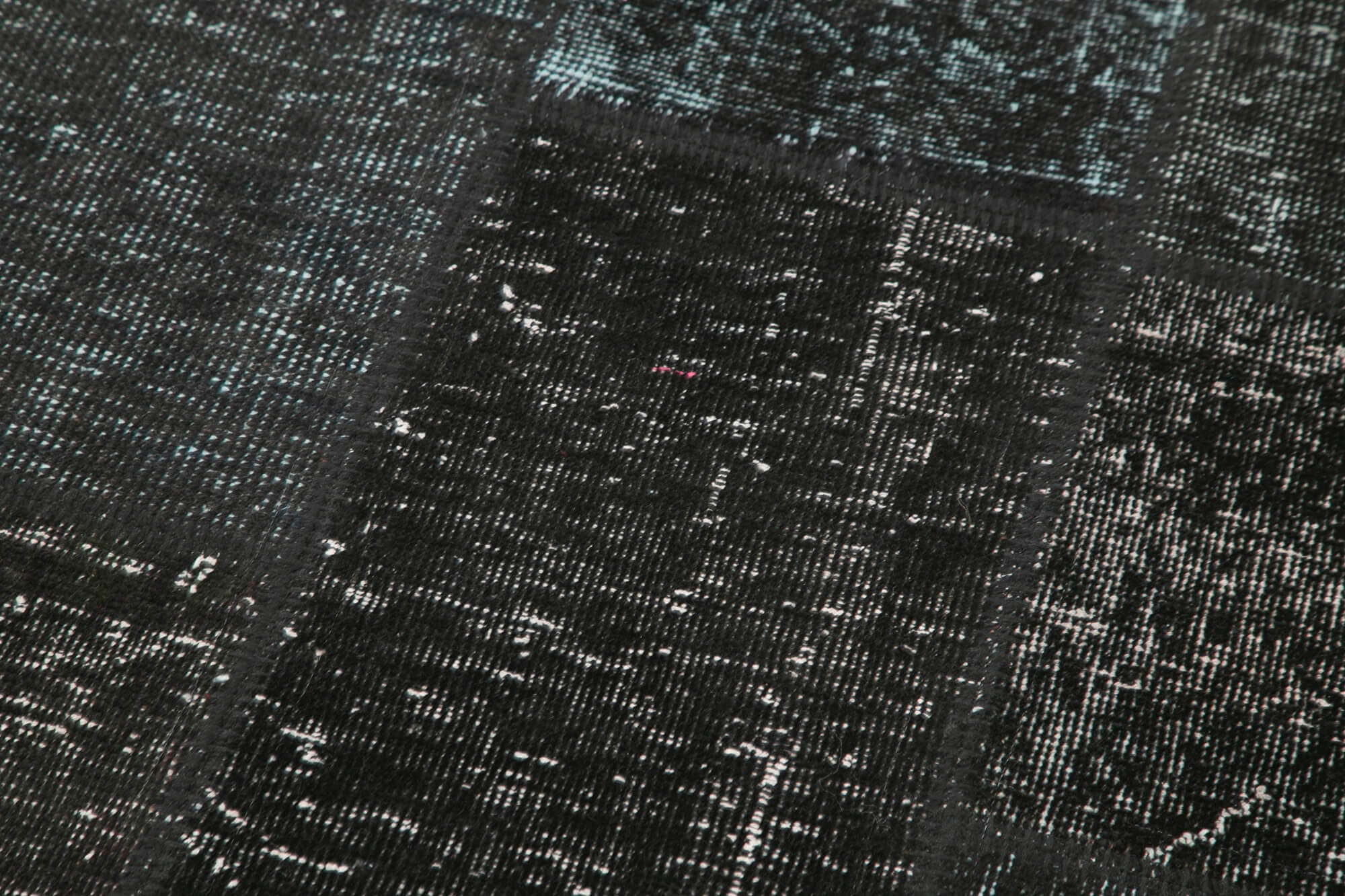 Kırk Yama Siyah Patchwork Pamuk Yün El Dokuma Halısı 85x299 Agacan