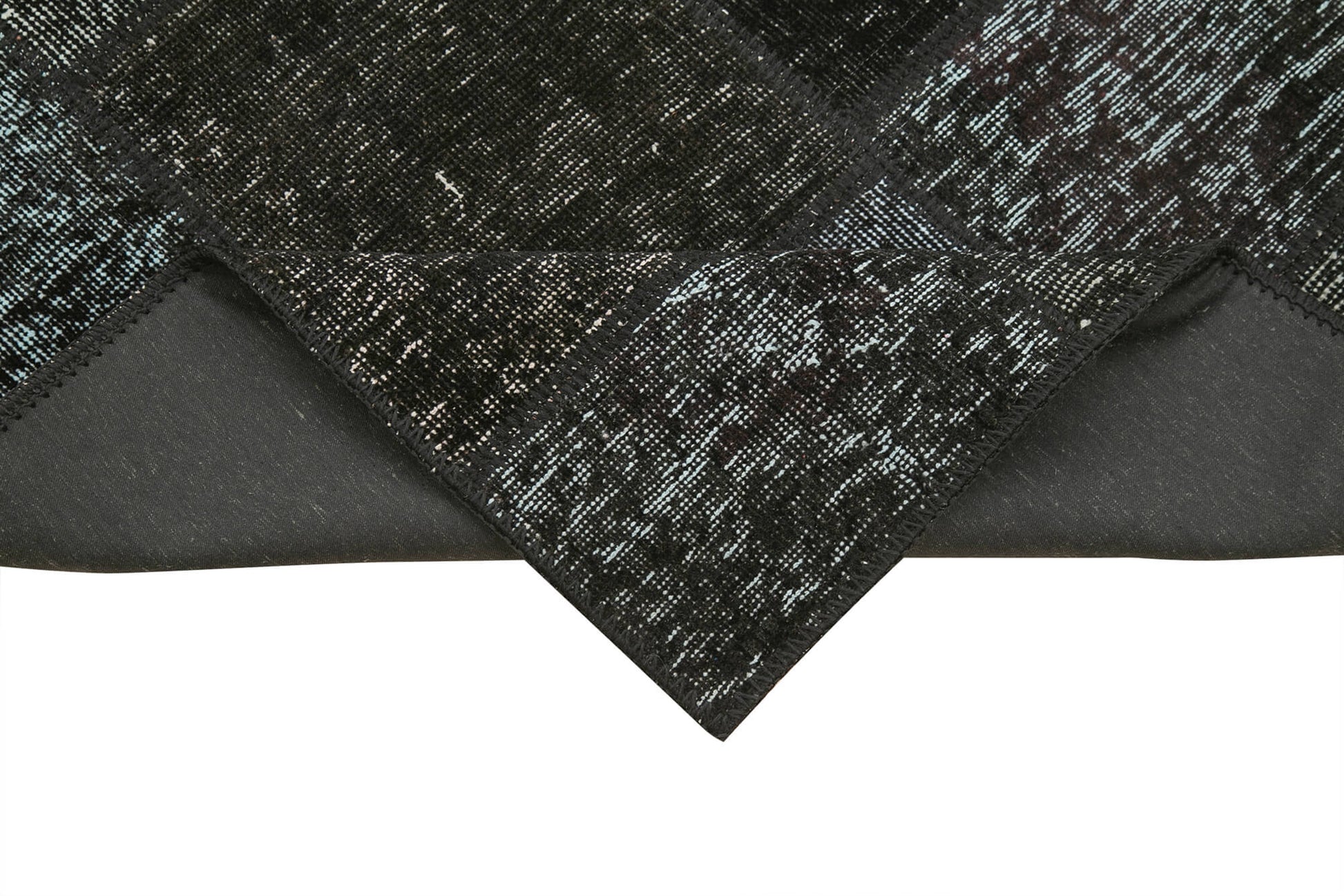 Kırk Yama Siyah Patchwork Pamuk Yün El Dokuma Halısı 85x299 Agacan