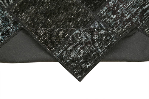 Kırk Yama Siyah Patchwork Pamuk Yün El Dokuma Halısı 85x299 Agacan