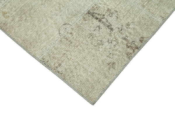 Kırk Yama Bej Patchwork Pamuk Yün El Dokuma Halısı 87x302 Agacan