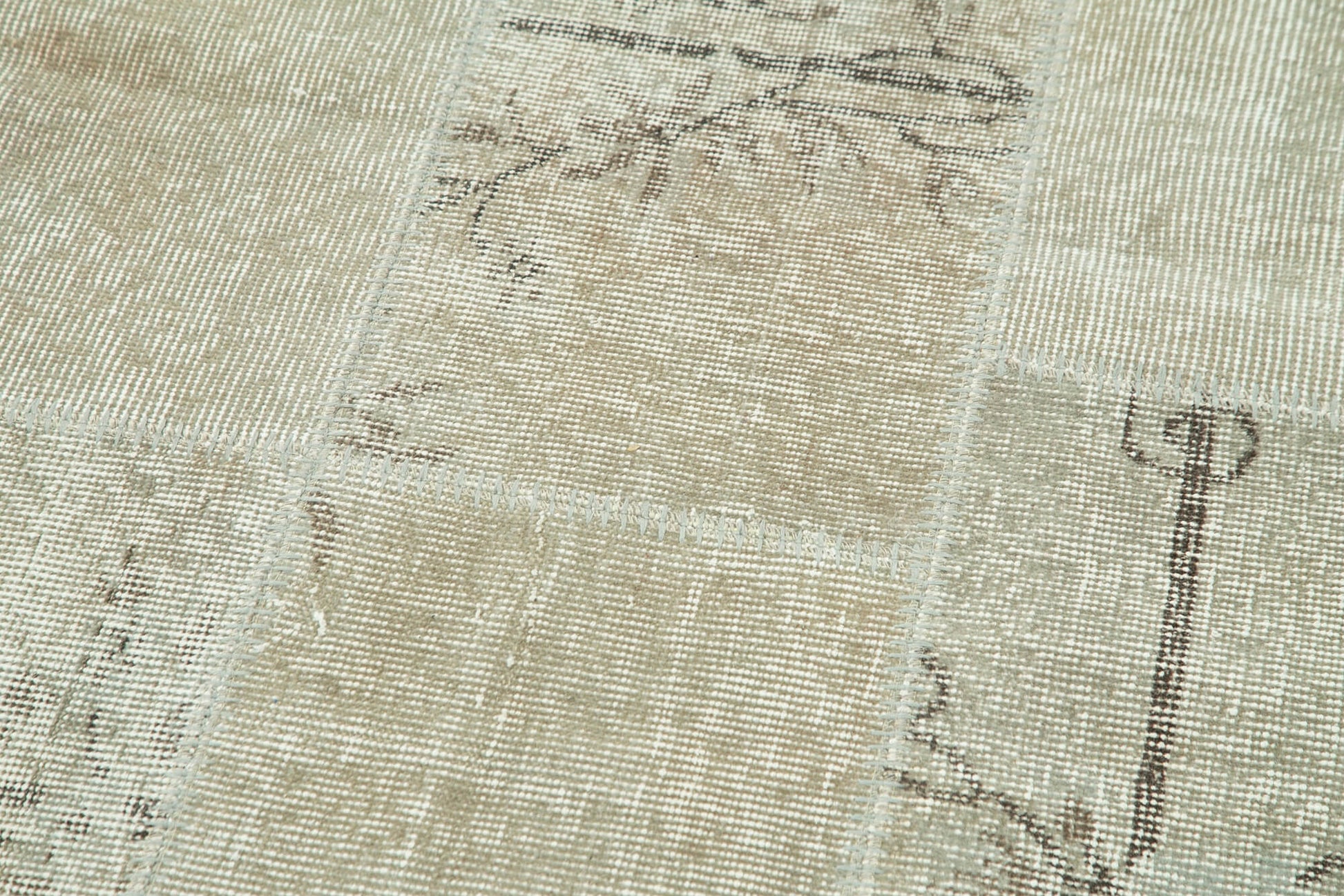 Kırk Yama Bej Patchwork Pamuk Yün El Dokuma Halısı 87x302 Agacan