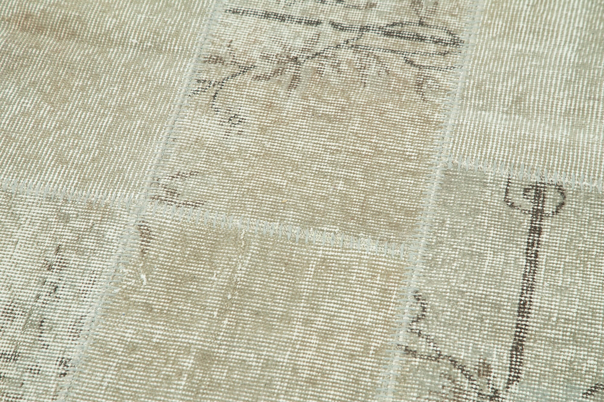 Kırk Yama Bej Patchwork Pamuk Yün El Dokuma Halısı 87x302 Agacan