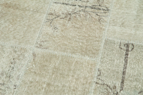 Kırk Yama Bej Patchwork Pamuk Yün El Dokuma Halısı 87x302 Agacan