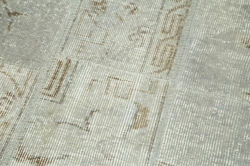 Kırk Yama Gri Patchwork Pamuk Yün El Dokuma Halısı 84x305 Agacan