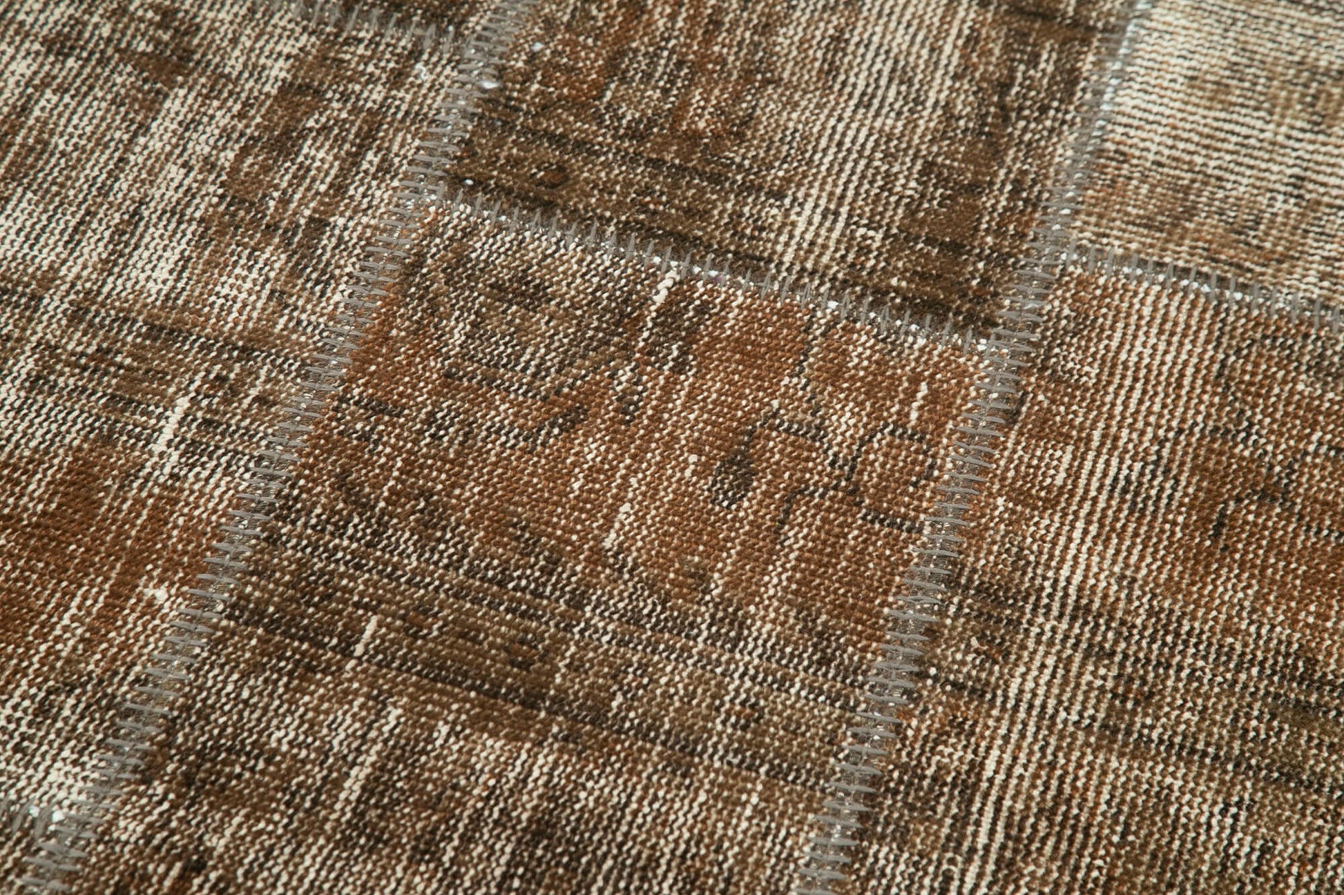 Kırk Yama Kahverengi Patchwork Pamuk Yün El Dokuma Halısı 85x281 Agacan