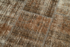 Kırk Yama Kahverengi Patchwork Pamuk Yün El Dokuma Halısı 85x281 Agacan