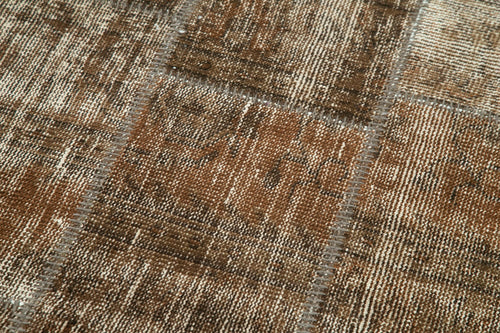 Kırk Yama Kahverengi Patchwork Pamuk Yün El Dokuma Halısı 85x281 Agacan