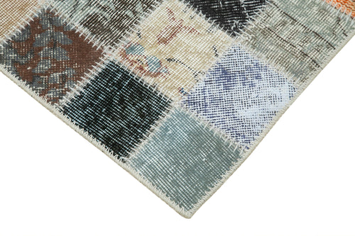 Kırk Yama Gri Patchwork Pamuk Yün El Dokuma Halısı 86x322 Agacan