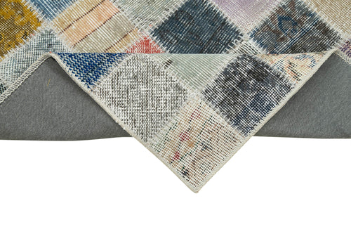 Kırk Yama Gri Patchwork Pamuk Yün El Dokuma Halısı 86x322 Agacan