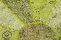 Kırk Yama Yeşil Patchwork Pamuk Yün El Dokuma Halısı 201x201 Agacan