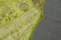 Kırk Yama Yeşil Patchwork Pamuk Yün El Dokuma Halısı 201x201 Agacan