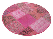 Kırk Yama Pembe Patchwork Pamuk Yün El Dokuma Halısı 148x148 Agacan