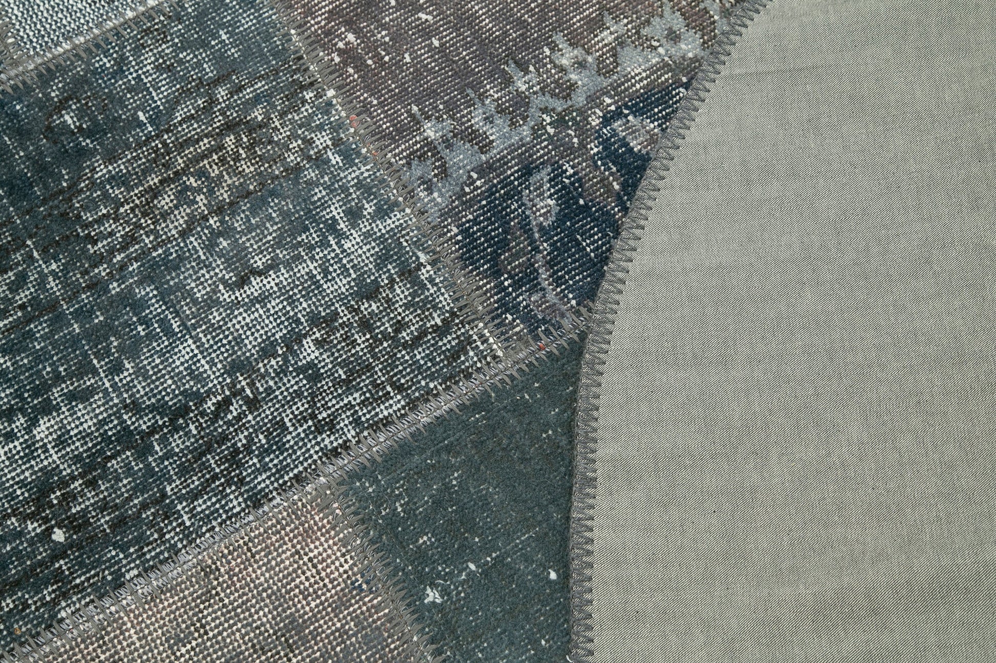 Kırk Yama Gri Patchwork Pamuk Yün El Dokuma Halısı 154x154 Agacan