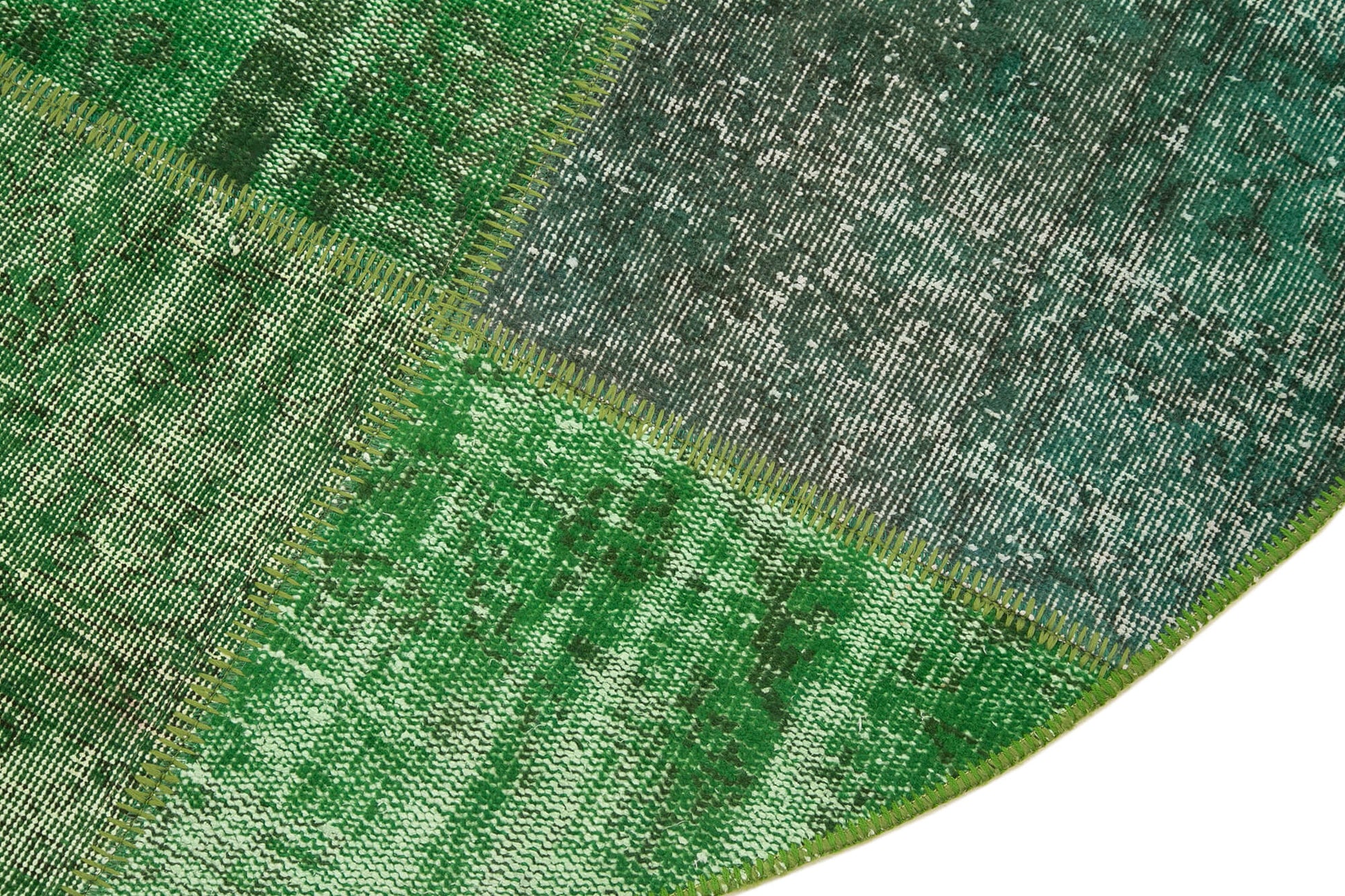 Kırk Yama Yeşil Patchwork Pamuk Yün El Dokuma Halısı 153x153 Agacan