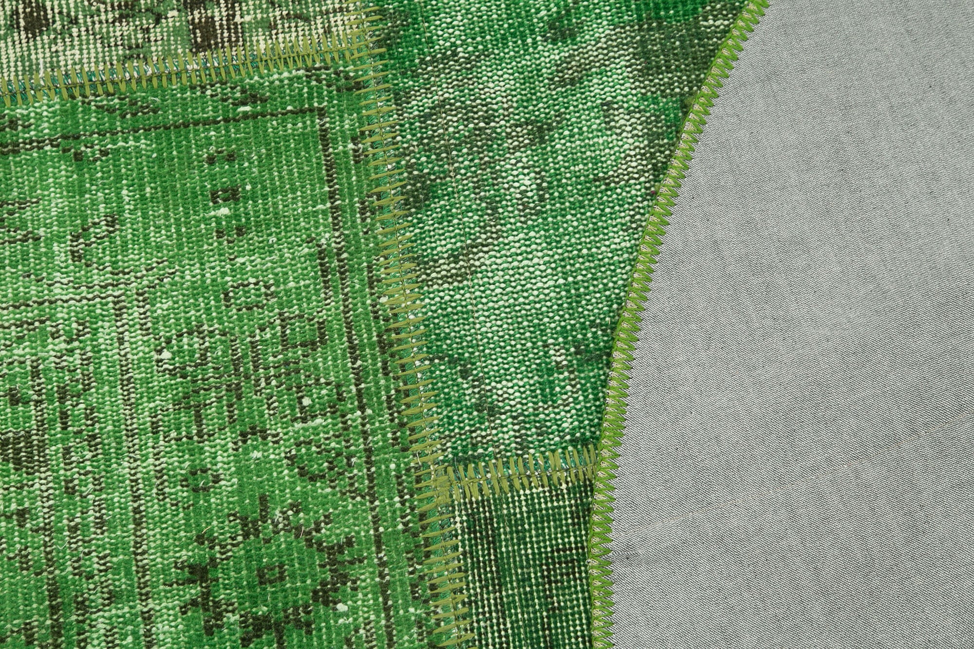 Kırk Yama Yeşil Patchwork Pamuk Yün El Dokuma Halısı 153x153 Agacan