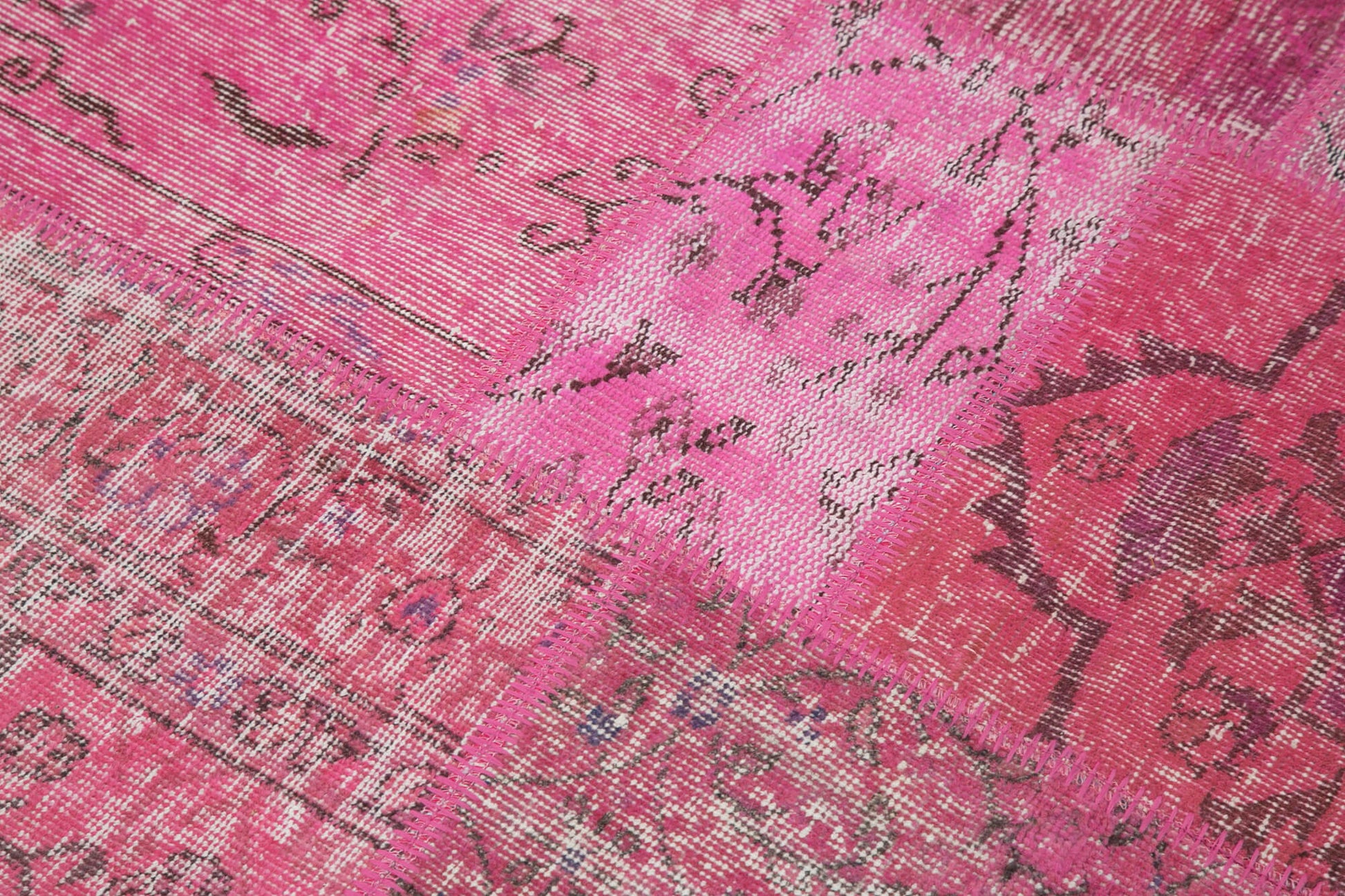 Kırk Yama Pembe Patchwork Pamuk Yün El Dokuma Halısı 156x156 Agacan
