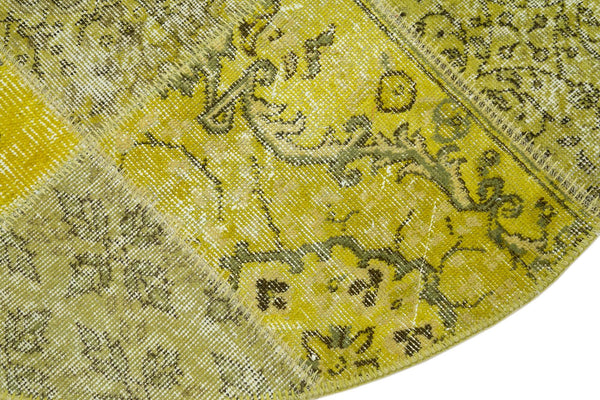 Kırk Yama Sarı Patchwork Pamuk Yün El Dokuma Halısı 151x151 Agacan