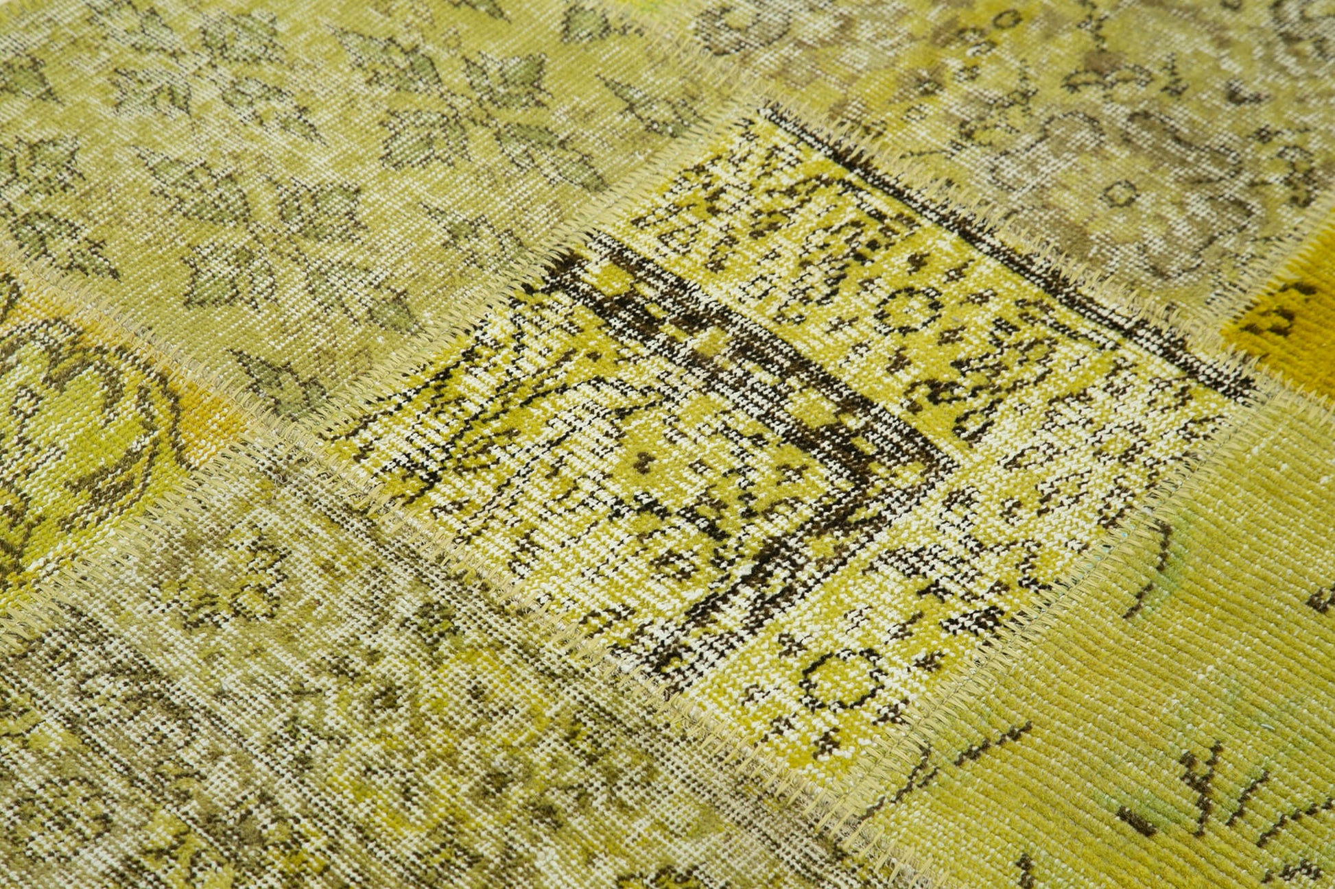 Kırk Yama Sarı Patchwork Pamuk Yün El Dokuma Halısı 151x151 Agacan