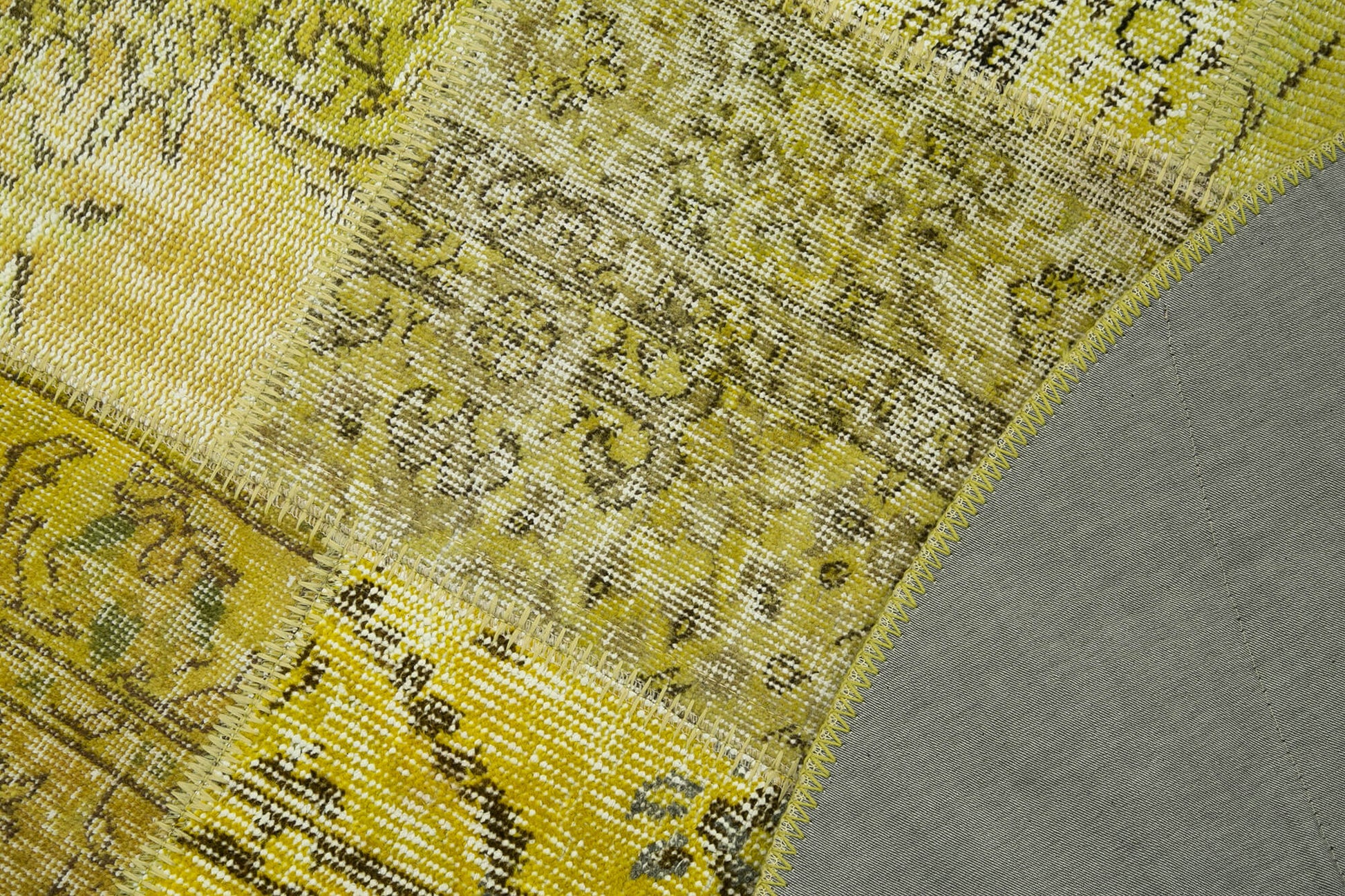 Kırk Yama Sarı Patchwork Pamuk Yün El Dokuma Halısı 151x151 Agacan