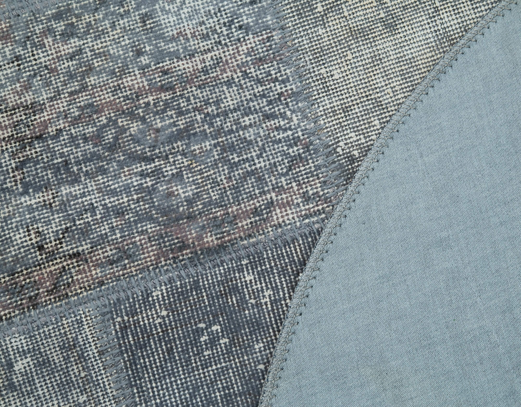 Kırk Yama Mavi Patchwork Pamuk Yün El Dokuma Halısı 136x136 Agacan