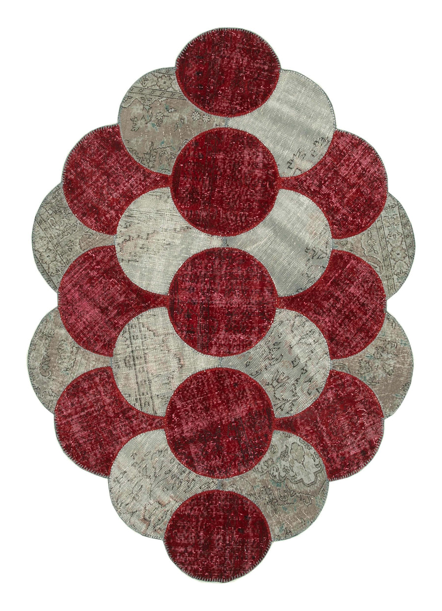 Kırk Yama Gri Patchwork Pamuk Yün El Dokuma Halısı 170x263 Agacan