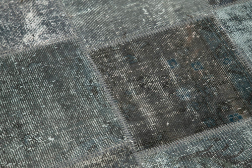 Kırk Yama Gri Patchwork Pamuk Yün El Dokuma Halısı 152x152 Agacan