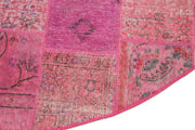 Kırk Yama Pembe Patchwork Pamuk Yün El Dokuma Halısı 197x197 Agacan