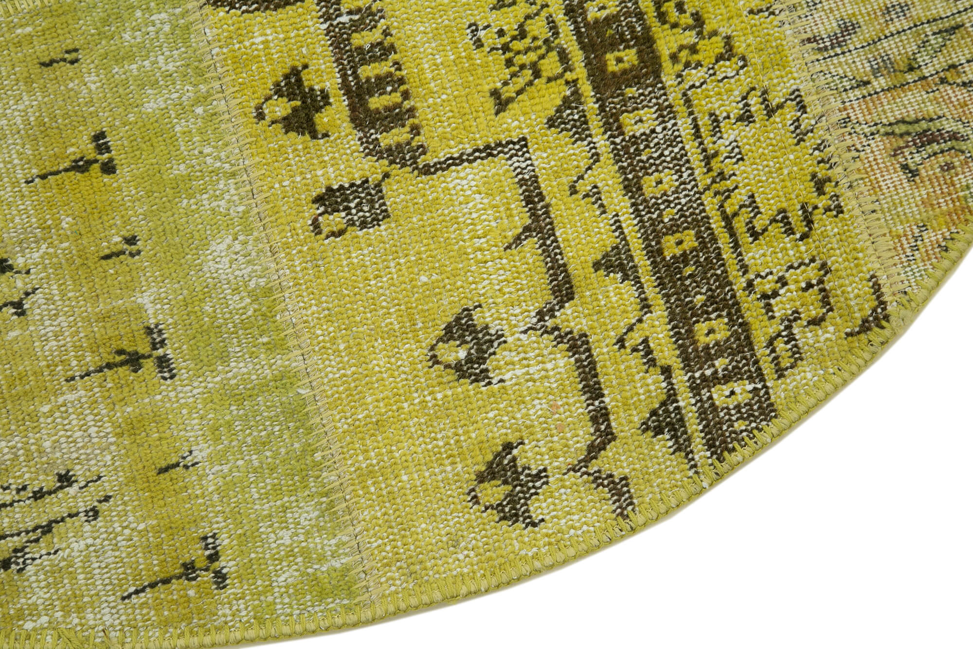 Kırk Yama Sarı Patchwork Pamuk Yün El Dokuma Halısı 147x147 Agacan