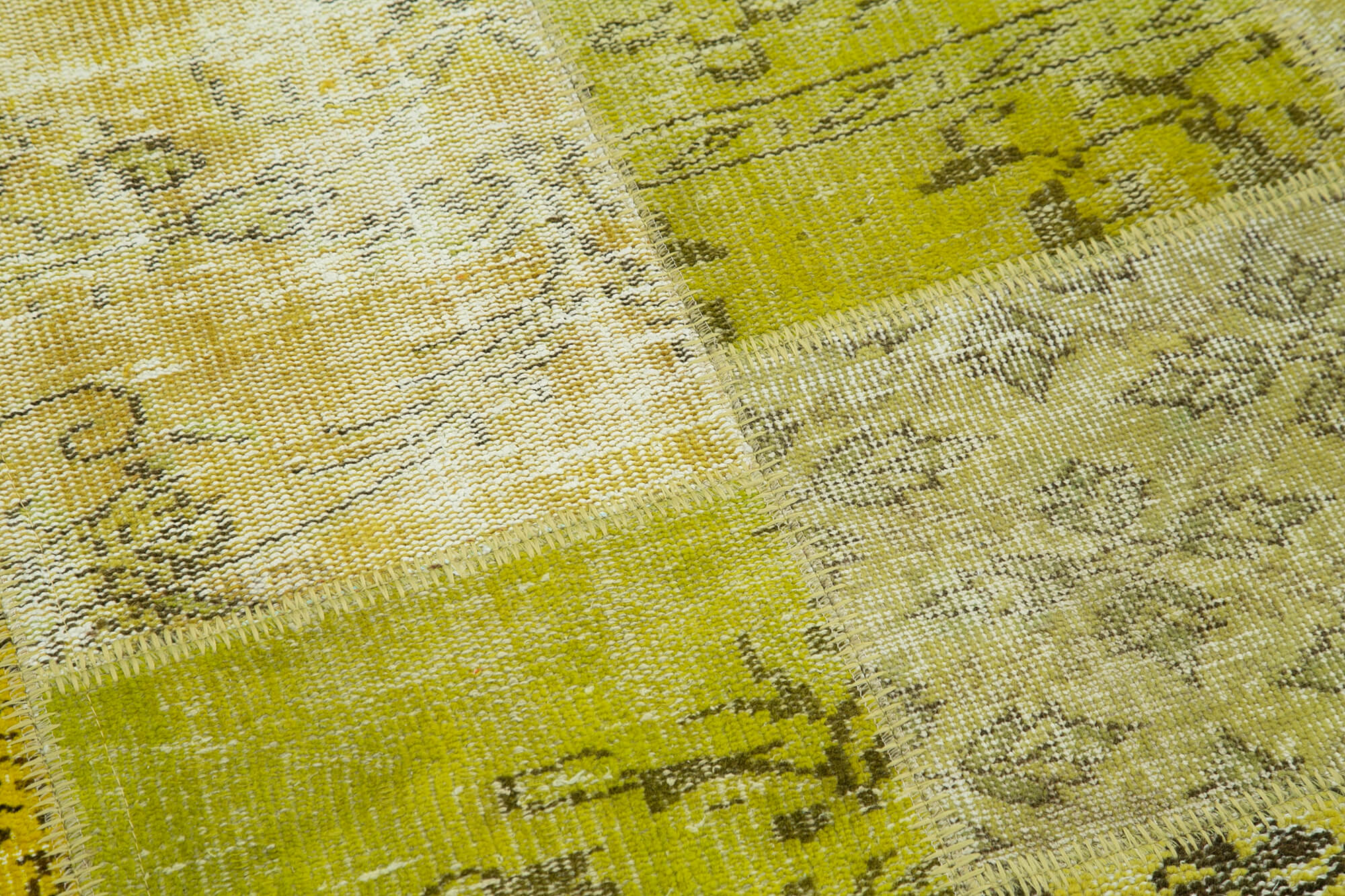 Kırk Yama Sarı Patchwork Pamuk Yün El Dokuma Halısı 147x147 Agacan